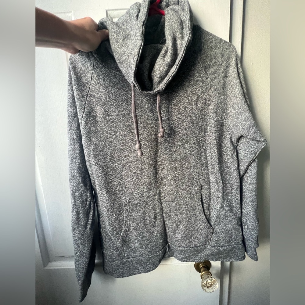 gray cowl neck sweatshirt